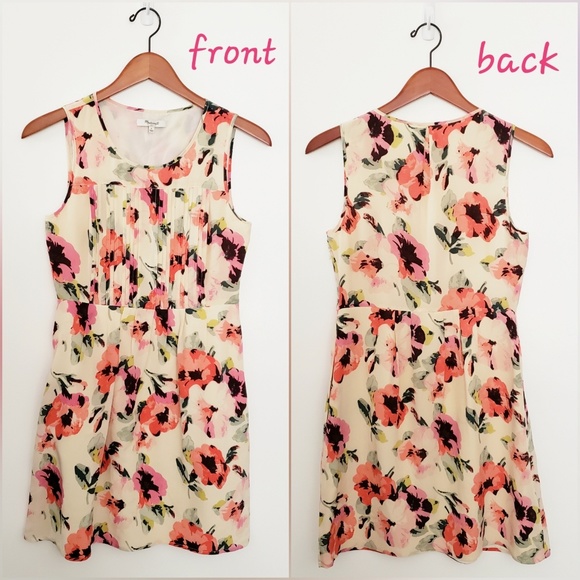 Madewell Tea Rose Floral Pleated Silk Dress - Picture 2 of 8